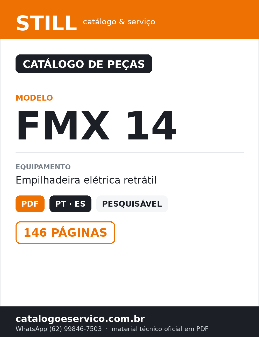 CATALOGO DE PEÇAS EMPILHADEIRA FMX 14 STILL — capa