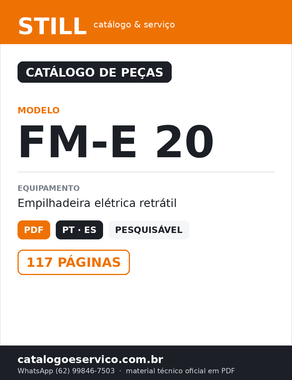CATALOGO DE PEÇAS PDF EMPILHADEIRA FM e II FM-E 20 - STILL — capa