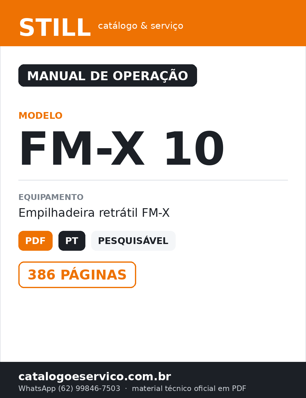 MANUAL DE INSTRUÇÕES - STILL FM-X-10 — capa