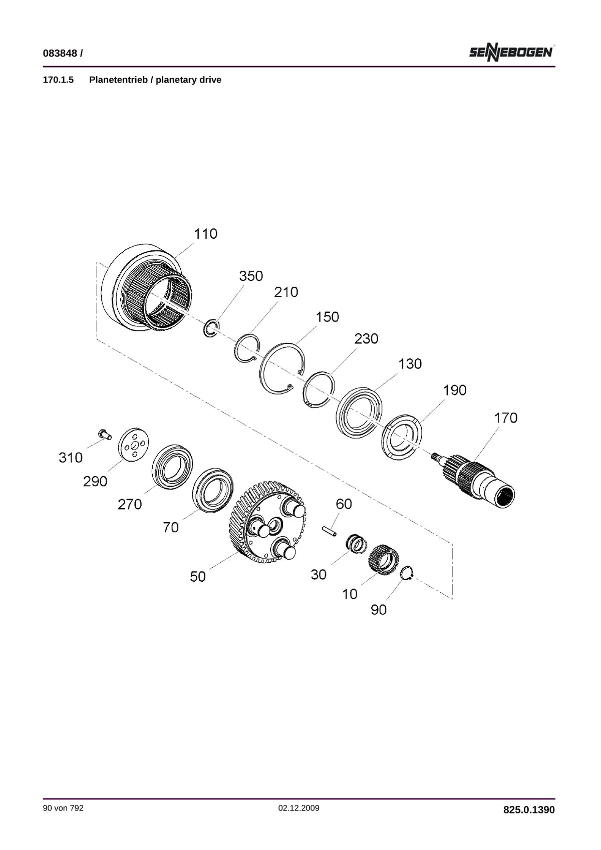 Sennebogen Manipulador de Materiais 825 — manipulador, vista explodida 1