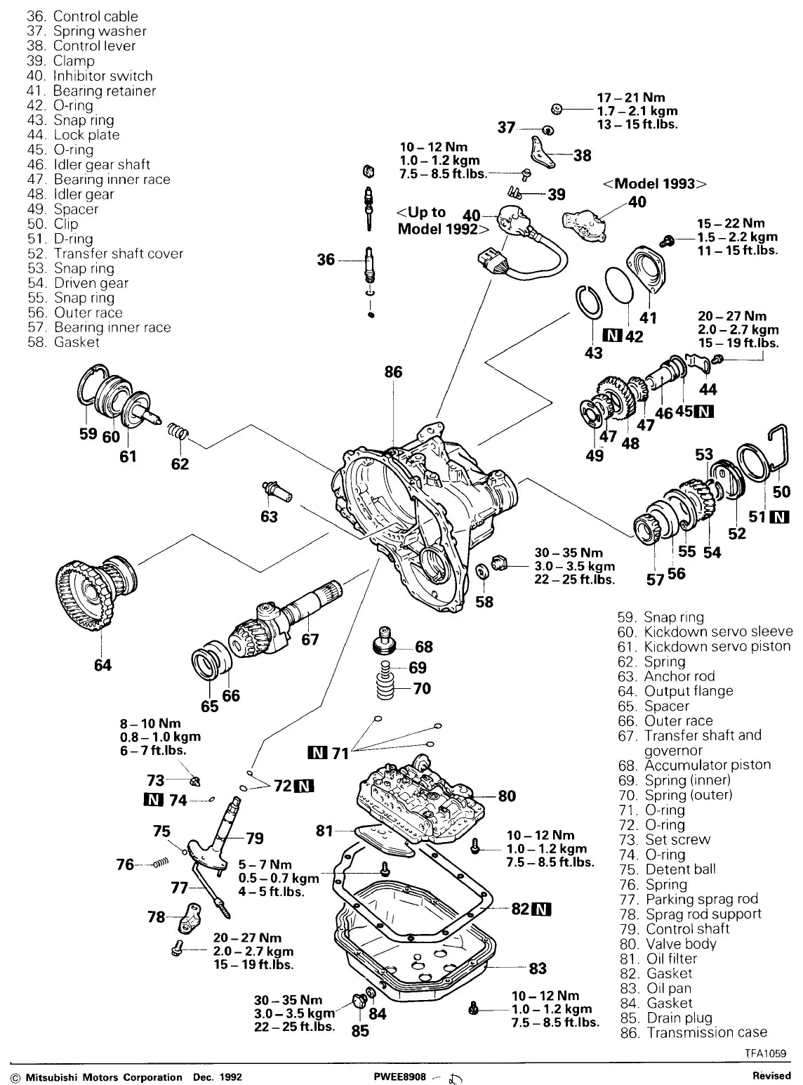 Manual de Serviço Câmbio Automático Mitsubishi F3A21 F3A22 F4A21 F4A22 F4A23 (Inglês) — página interna 1 do PDF (Manual de Serviço)