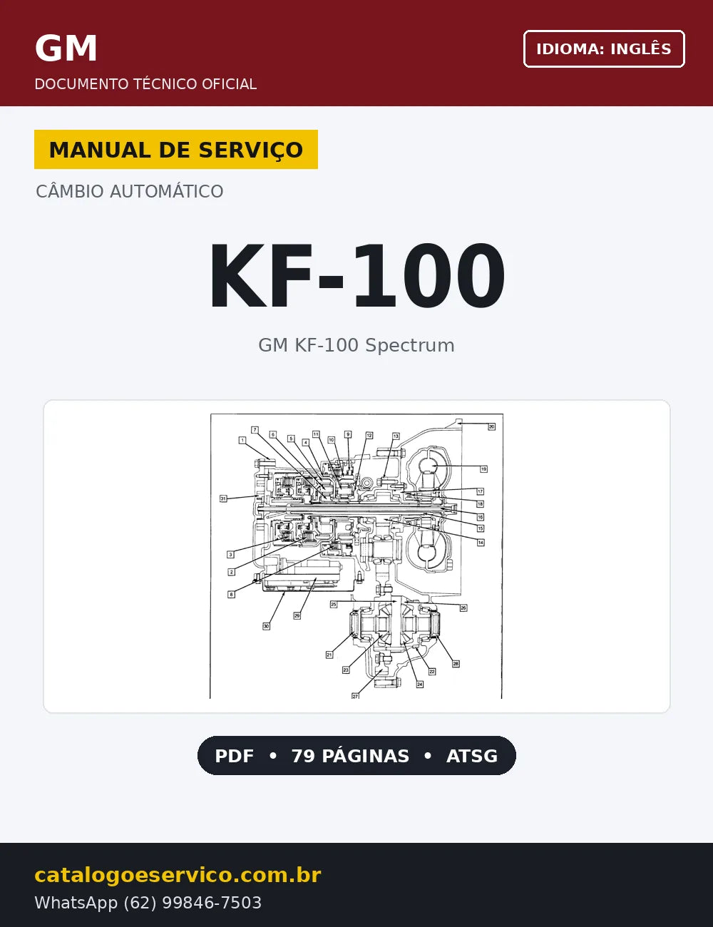 Capa Manual de Serviço Câmbio Automático GM KF-100 (Chevrolet Spectrum) (Inglês)