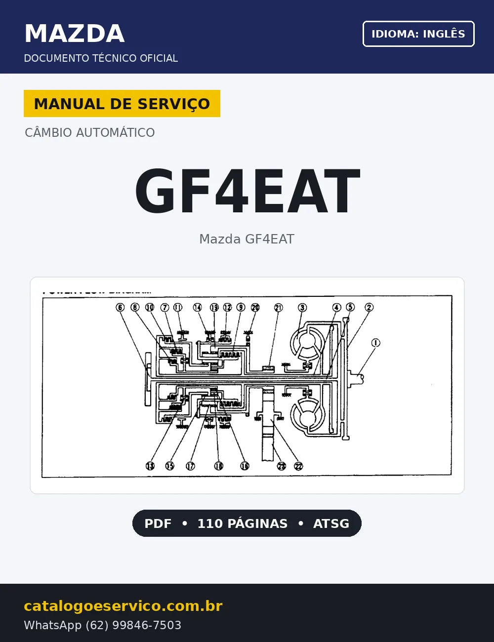 Capa Manual de Serviço Câmbio Automático Mazda GF4EAT (GF4A-EL) (Inglês)
