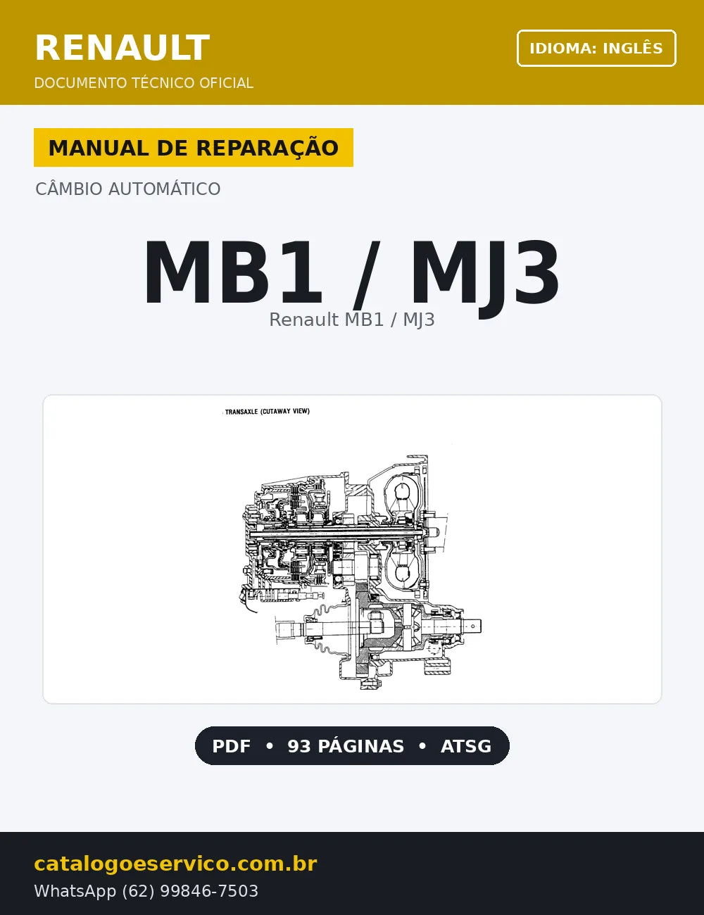 Capa Manual de Reparação Câmbio Automático Renault MB1/MJ3 (Inglês)