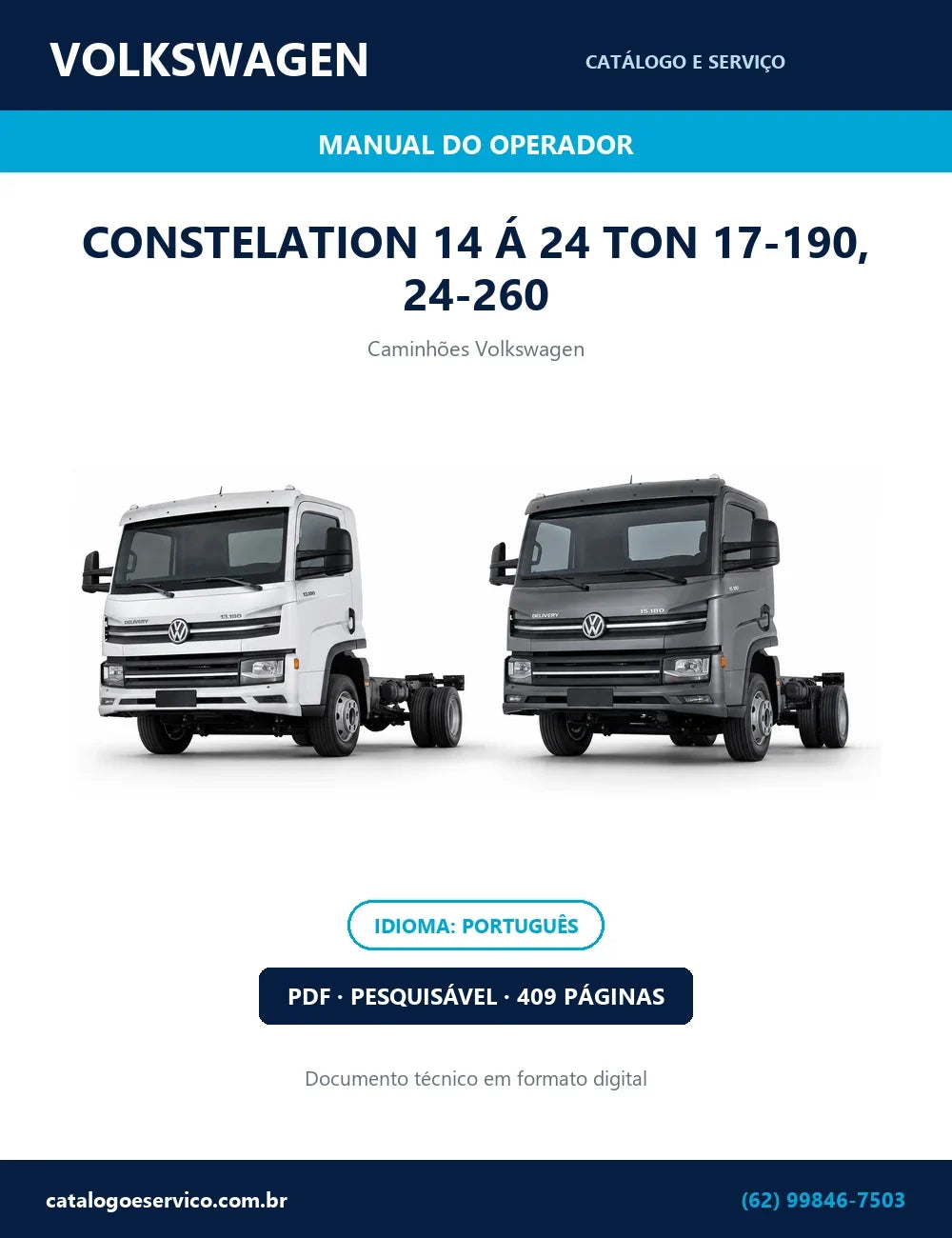 MANUAL DE INSTRUÇÕES DE OPERAÇÃO PDF CONSTELATION 14 Á 24 TON 17-190, 24-260 - VOLKSWAGEN