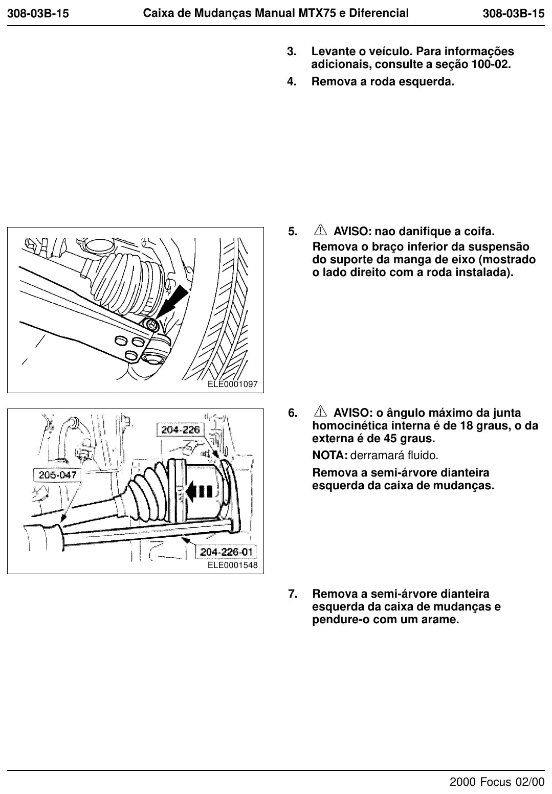Detalhe de conjunto do Manual de Serviço Ford MTX75 – Ford Focus com as referências de fábrica
