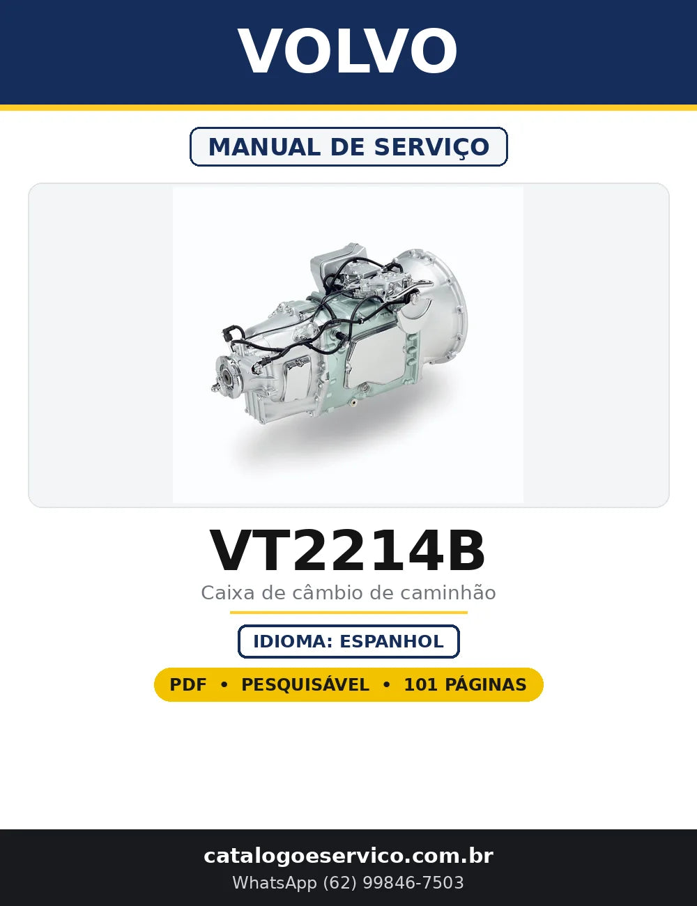 Capa do Manual de Serviço Volvo VT2214B em PDF com 101 páginas