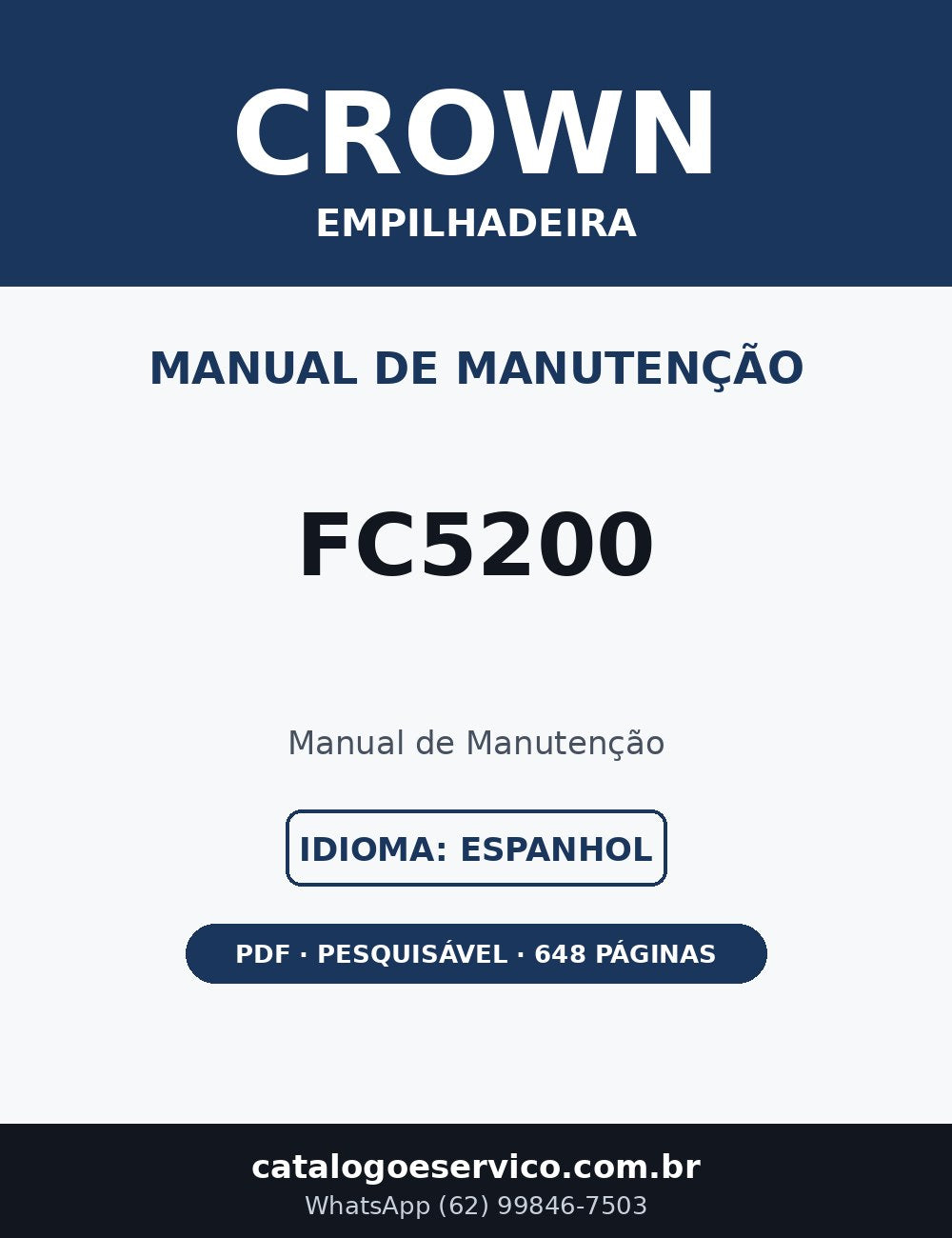 Manual de Manutenção Crown FC5200 — Empilhadeira (Espanhol)