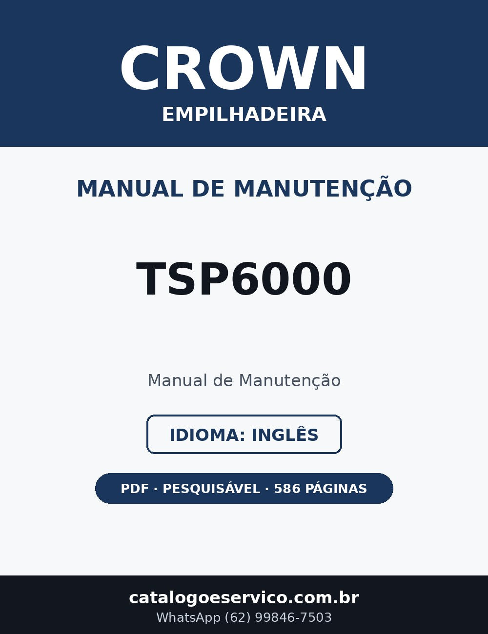Manual de Manutenção Crown TSP6000 — Empilhadeira (Inglês)