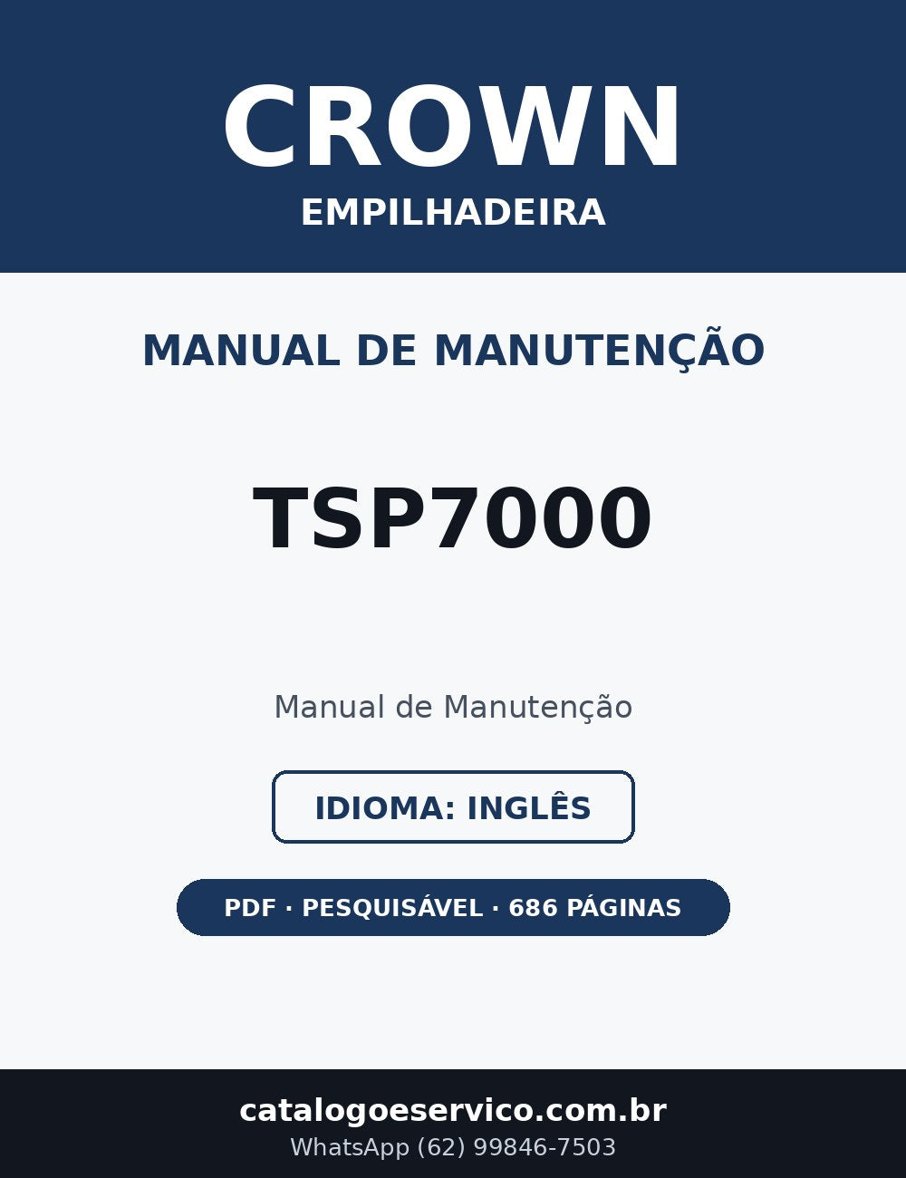 Manual de Manutenção Crown TSP7000 — Empilhadeira (Inglês)