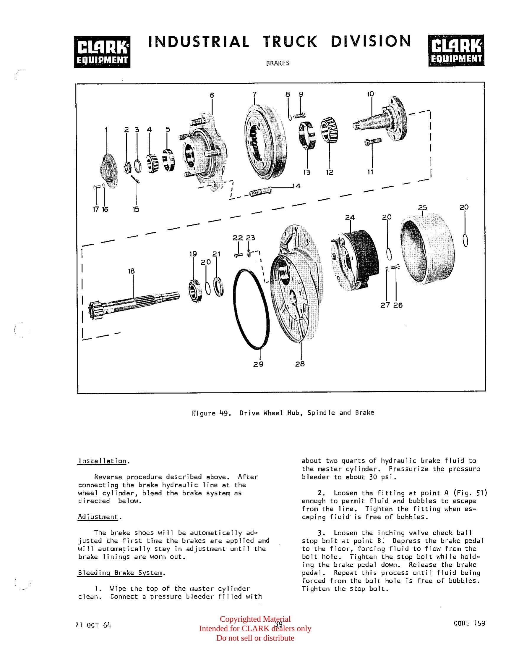 Manual de Manutenção e Peças Empilhadeira Clark Clarklift 40B (Modelos 1641075 / 1641076) - página interna