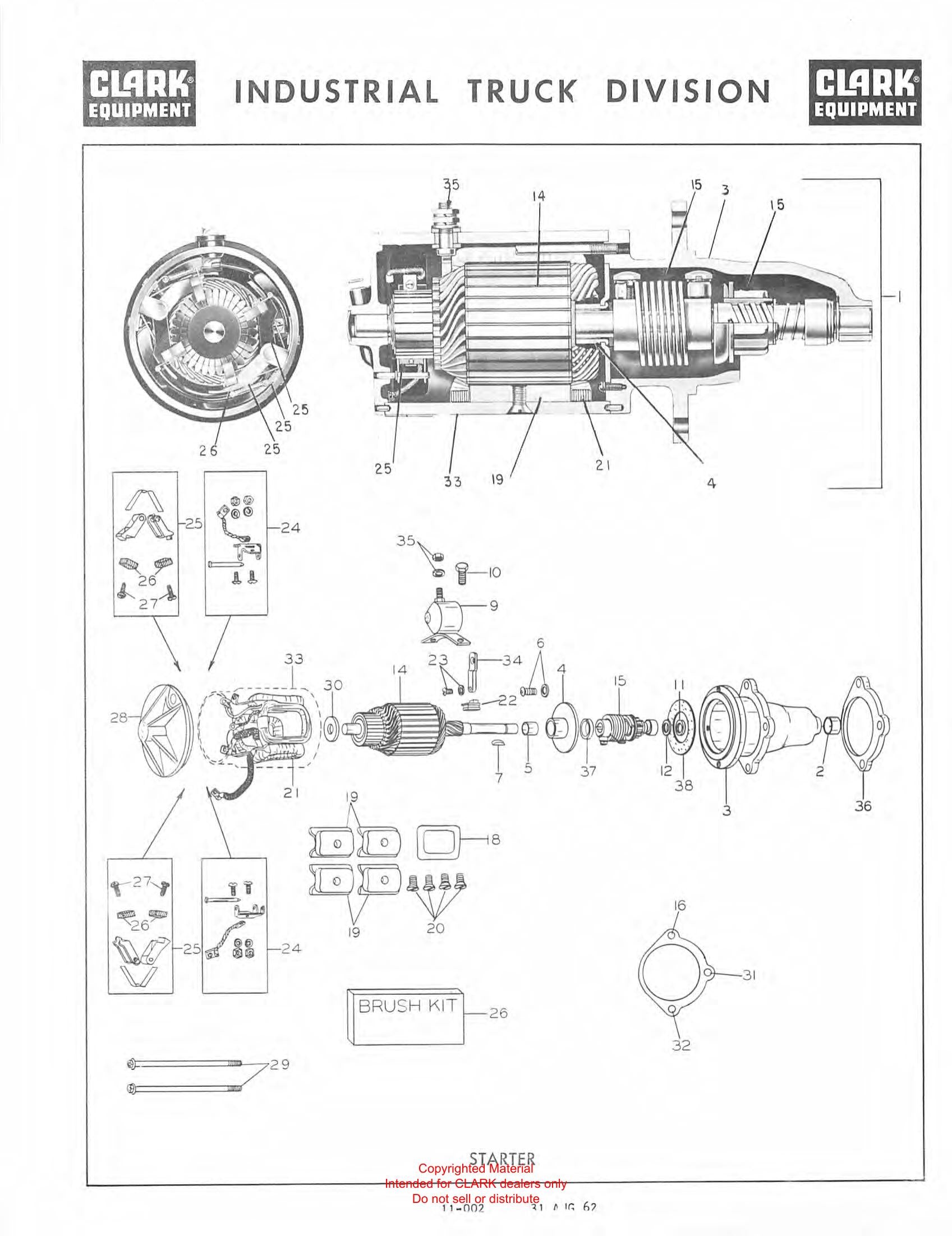 Manual de Manutenção e Peças Empilhadeira Clark Clarklift Ranger 60B / CR60B (Book X103B) - página interna