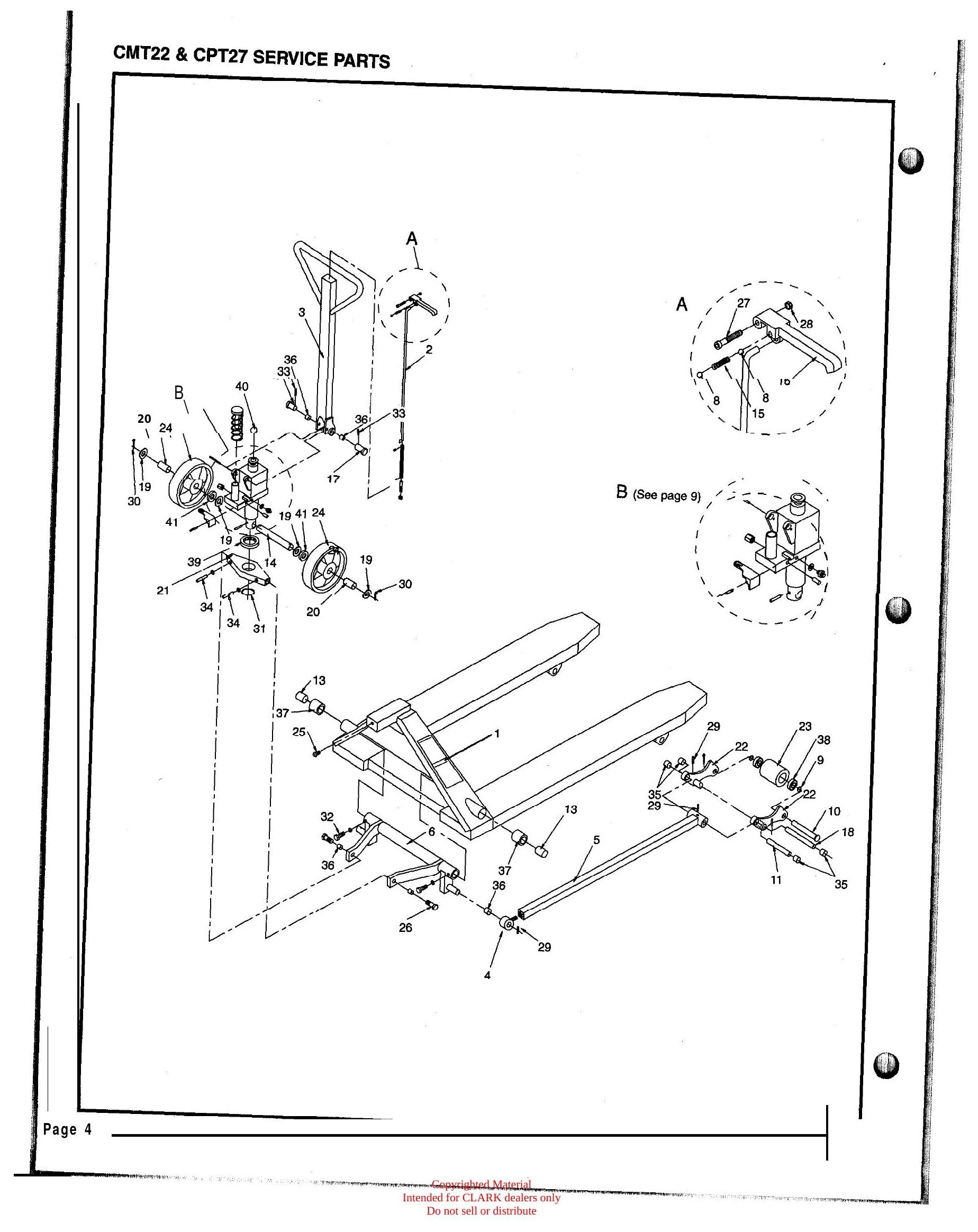 Manual de Manutenção e Peças Empilhadeira Clark CMT 22 / CPT 27 - página interna