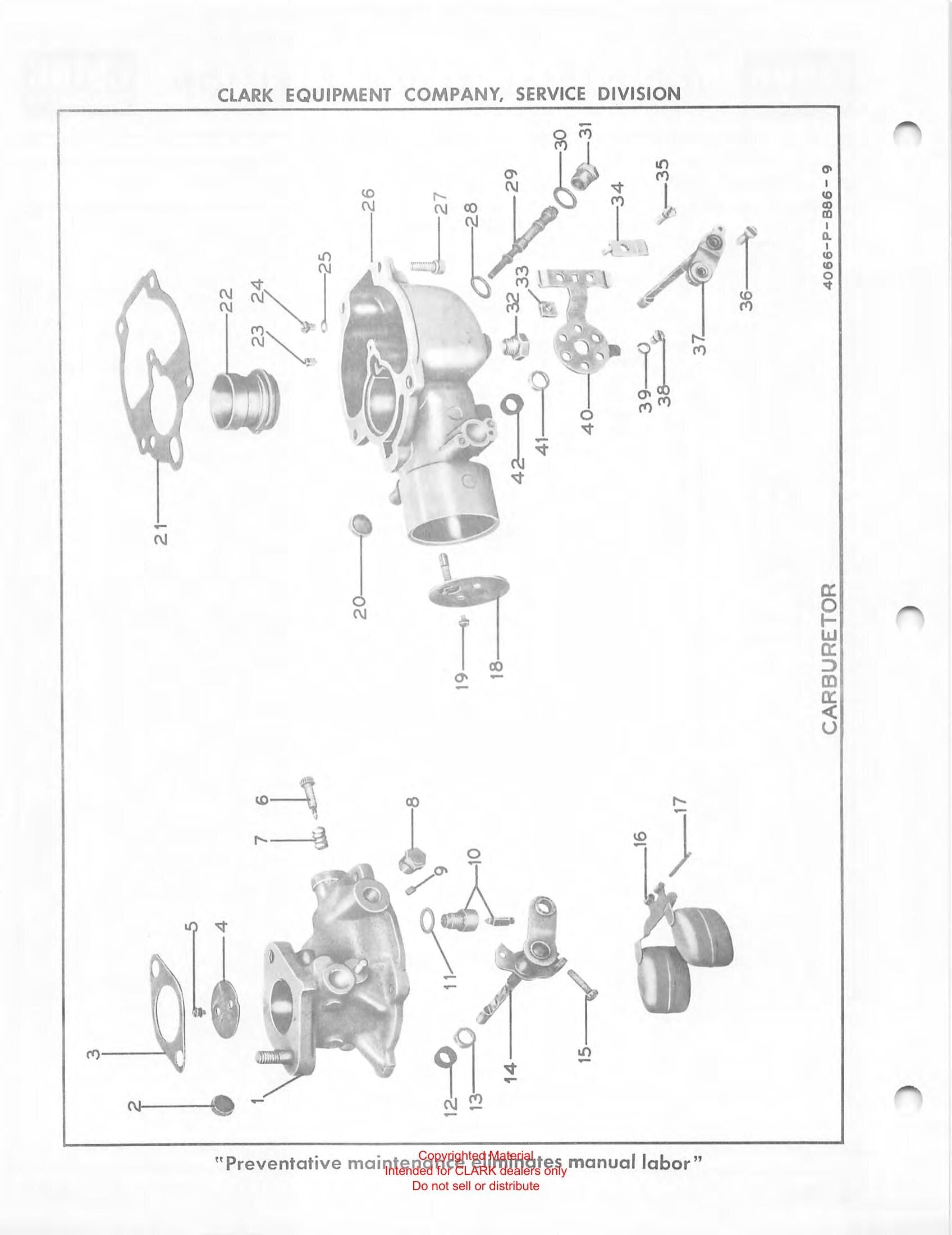 Manual de Manutenção e Peças Empilhadeira Elétrica Clark Clarklift 40B - Modelo 1617220 / 1617221 (Government) - página interna