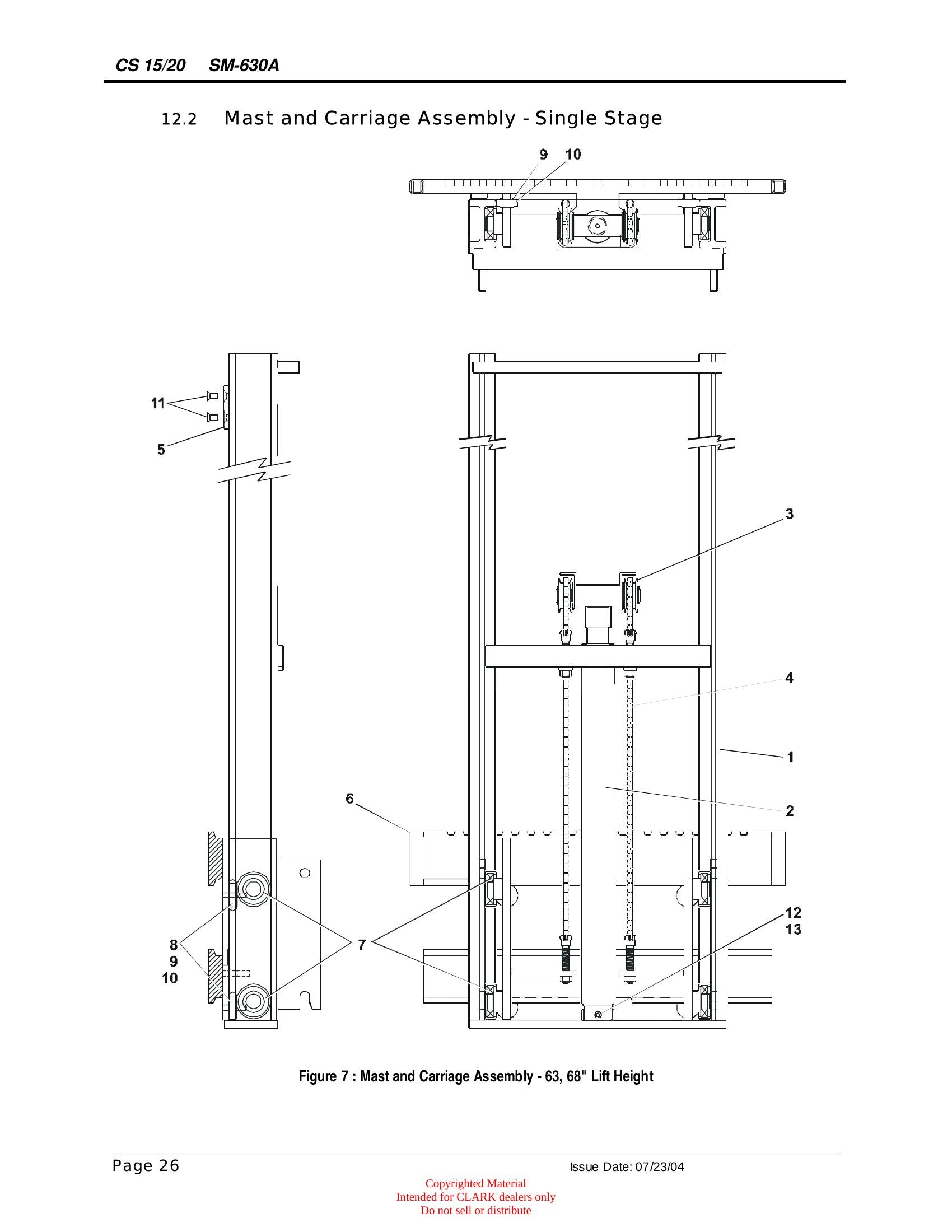 Manual de Manutenção e Peças Empilhadeira Elétrica Stacker Clark CS 15/20 (Book SPM-630A) - página interna