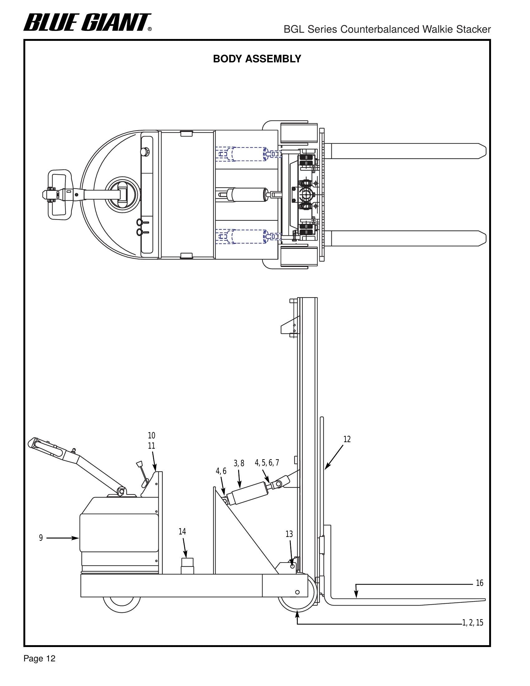 Manual de Manutenção e Peças Empilhadeira Elétrica Stacker Clark CST 10 / CST 15 / CST 20 (BGL Series Counterbalanced Walkie Stacker) - página interna