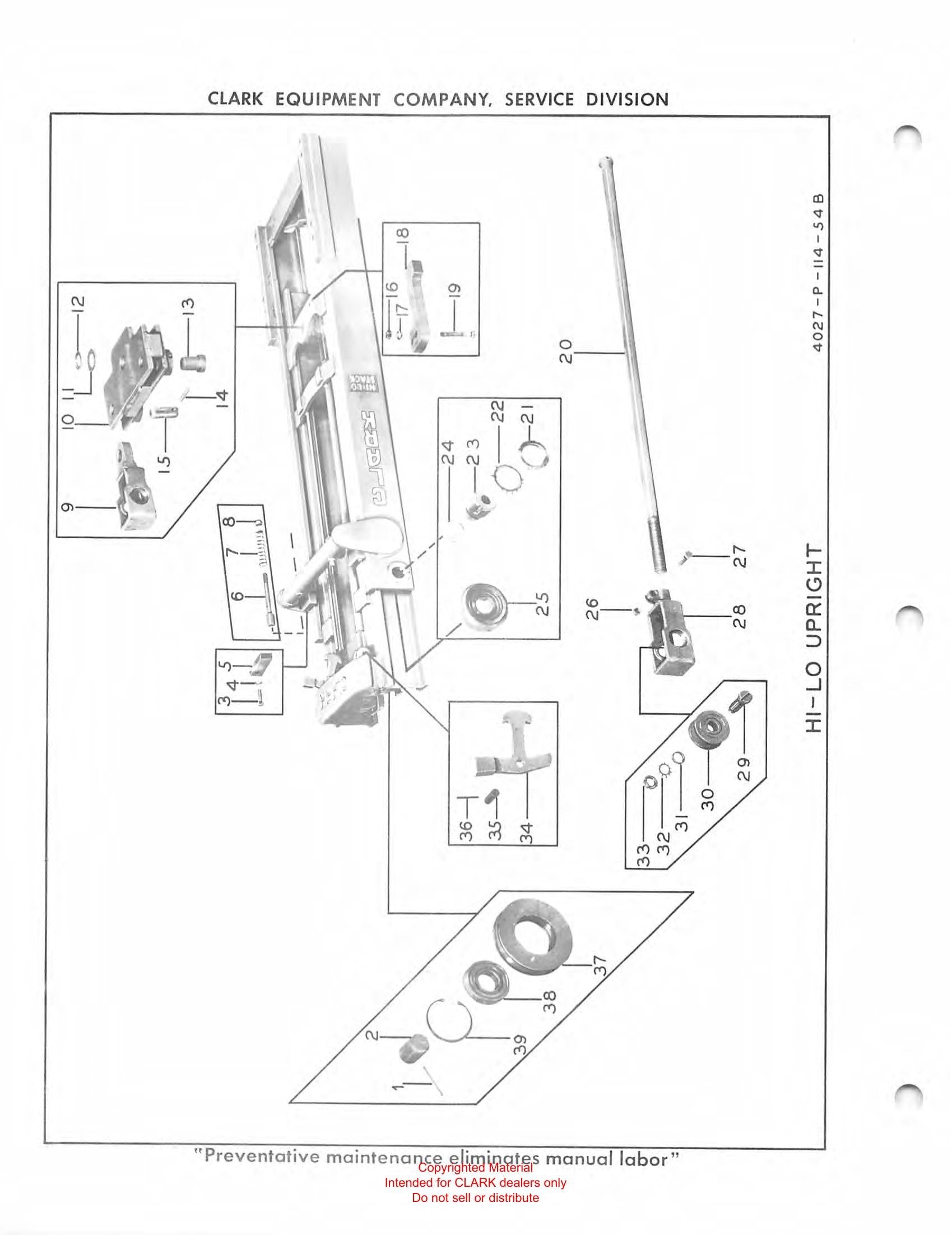 Manual de Manutenção e Peças Empilhadeira Elétrica Stacker Clark Powrworker Rider Straddle Stacker (Book X110A) - página interna