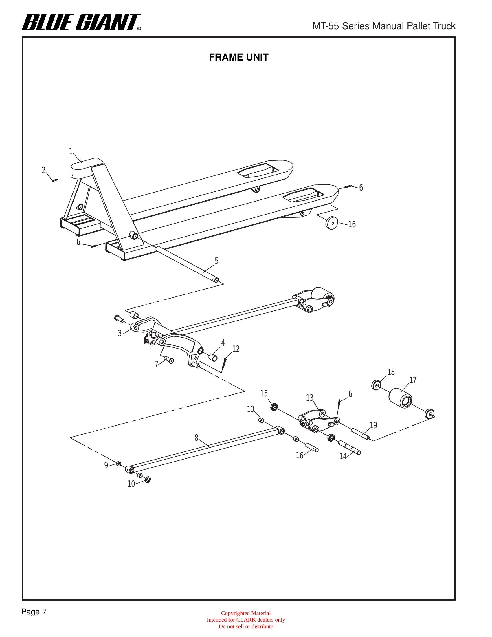 Manual de Manutenção e Peças Transpaleteira Clark CMT27 (MT-55 Series Manual Pallet Truck) - página interna