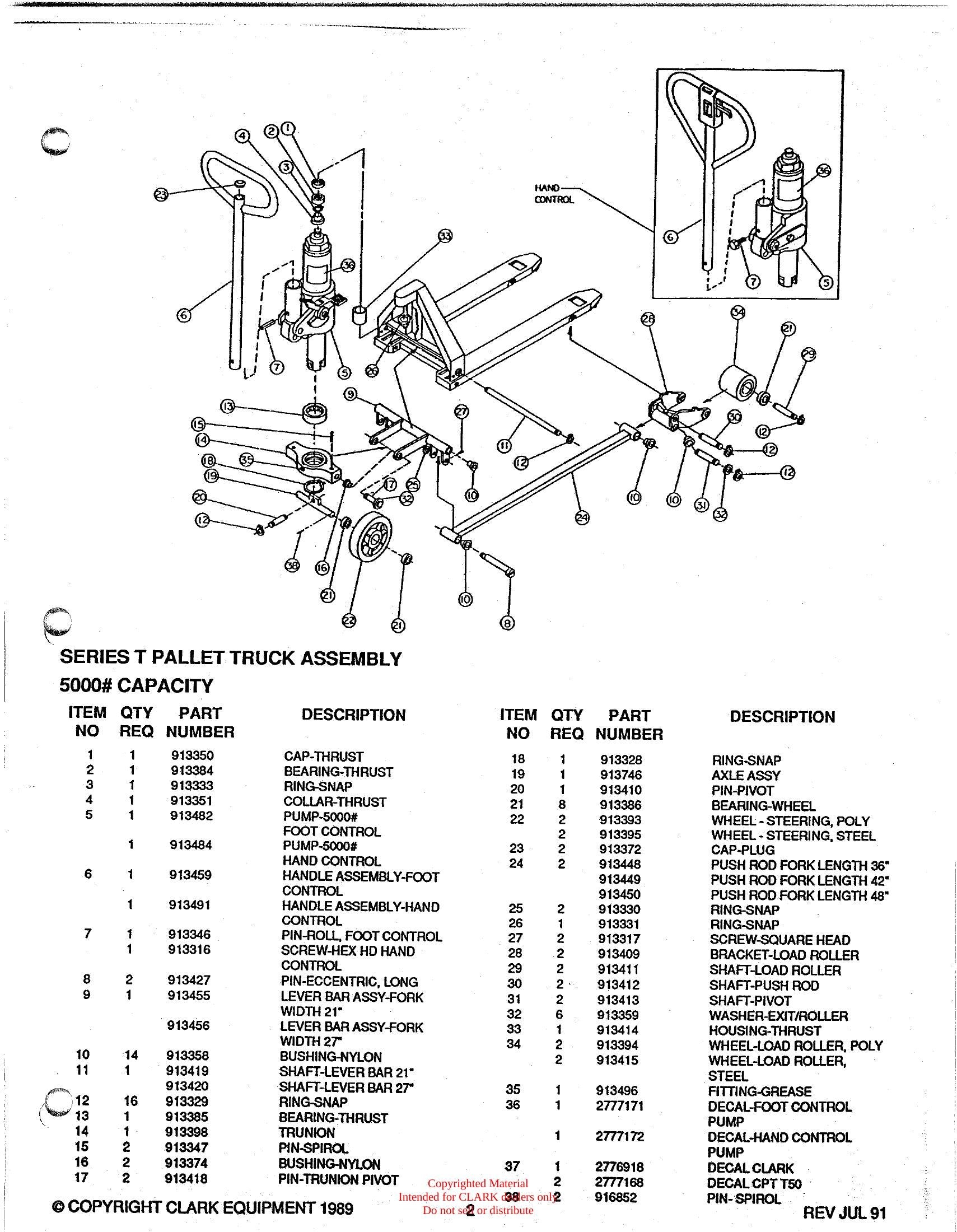Manual de Manutenção e Peças Transpaleteira Clark CPT T50 (Book SPM-562) - página interna