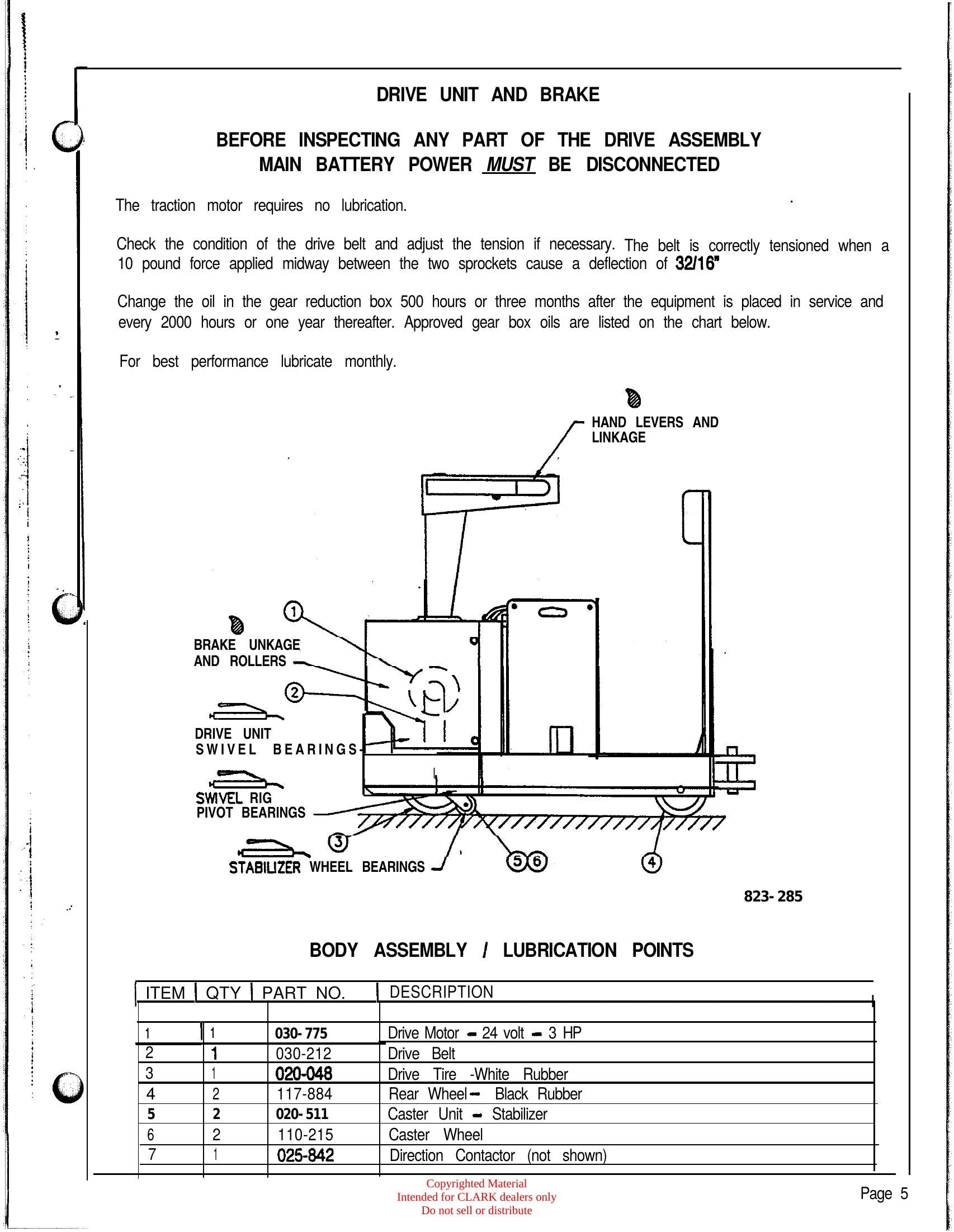 Manual de Manutenção e Peças Trator Rebocador Clark CTR (Book SPM-640) - página interna