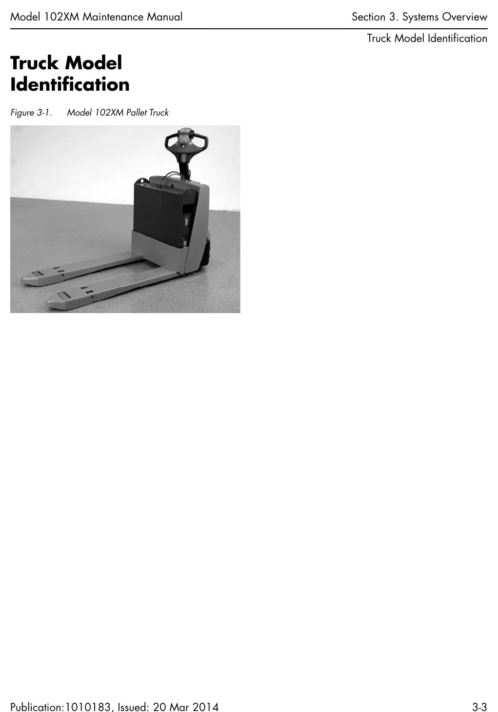 Página interna do Manual de Manutenção Raymond 102XM — diagrama 1