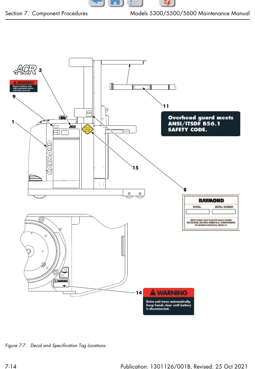 Página interna do Manual de Manutenção Raymond 5300/5500/5600 — diagrama 1