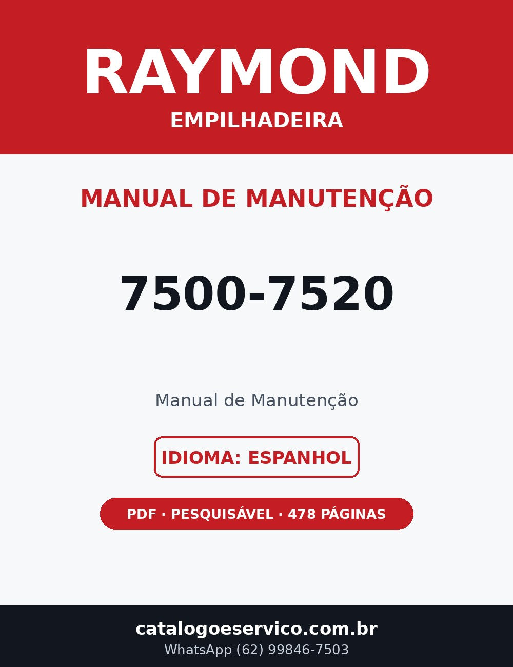 Manual de Manutenção Raymond 7500-7520 — Empilhadeira (Espanhol)
