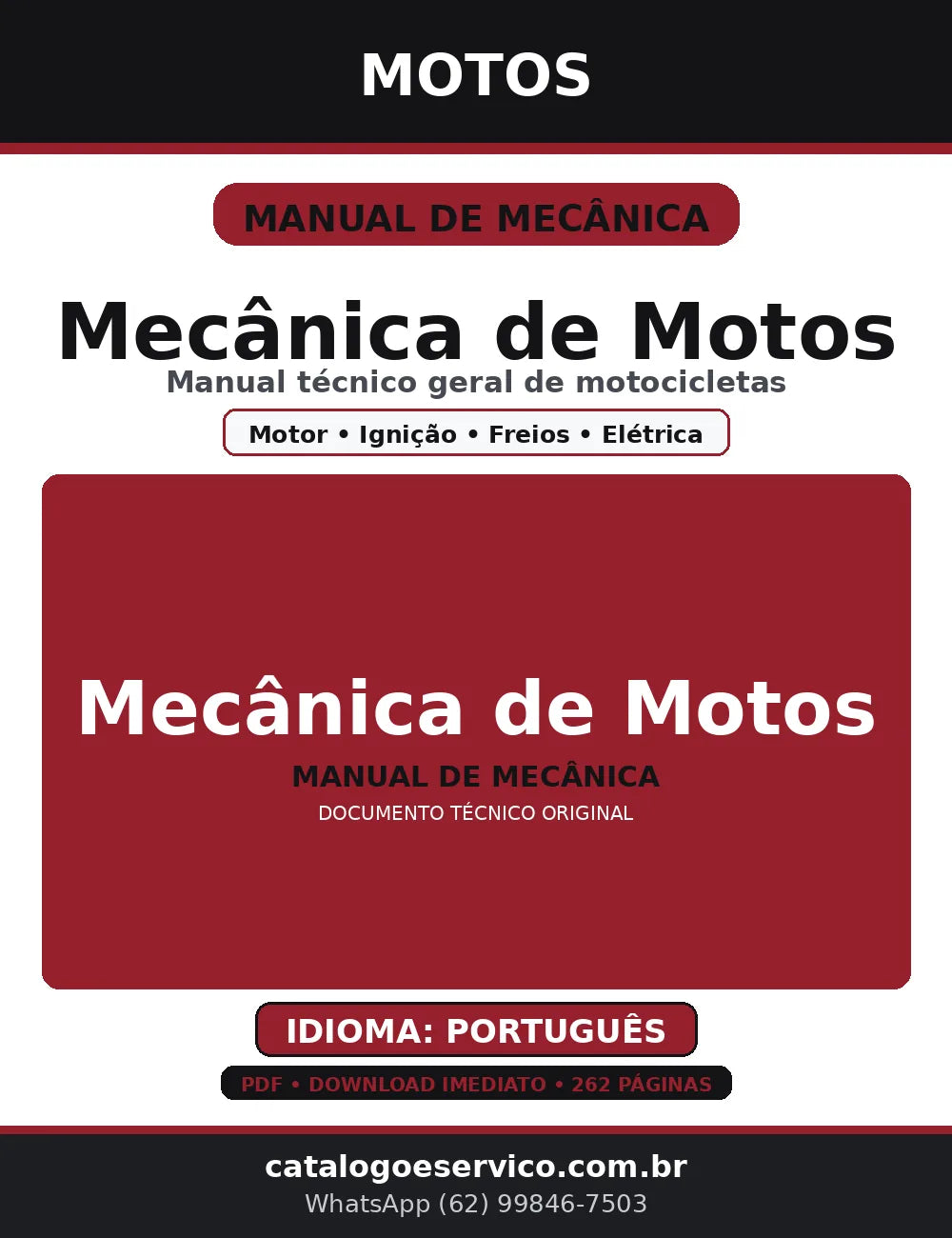 Manual de Mecânica de Motos — Motor, Elétrica e Freios (PDF) — capa