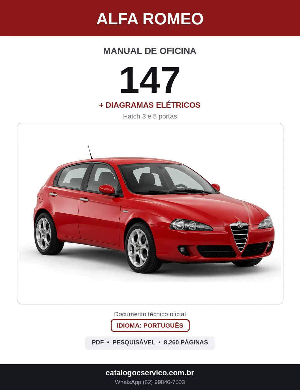 Capa do Manual de Oficina Alfa Romeo 147 em PDF