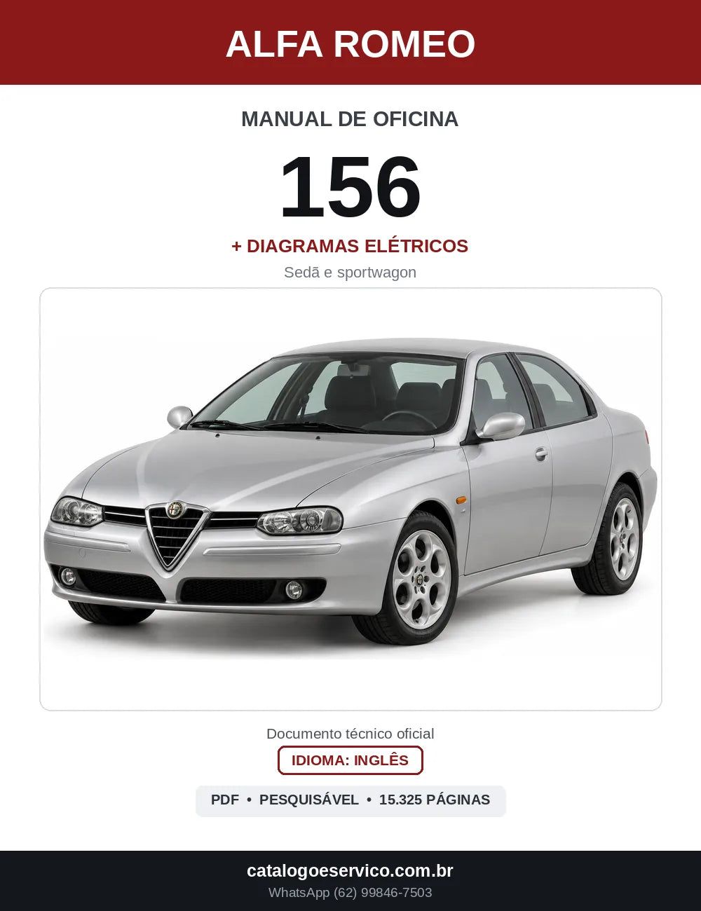 Capa do Manual de Oficina Alfa Romeo 156 em PDF