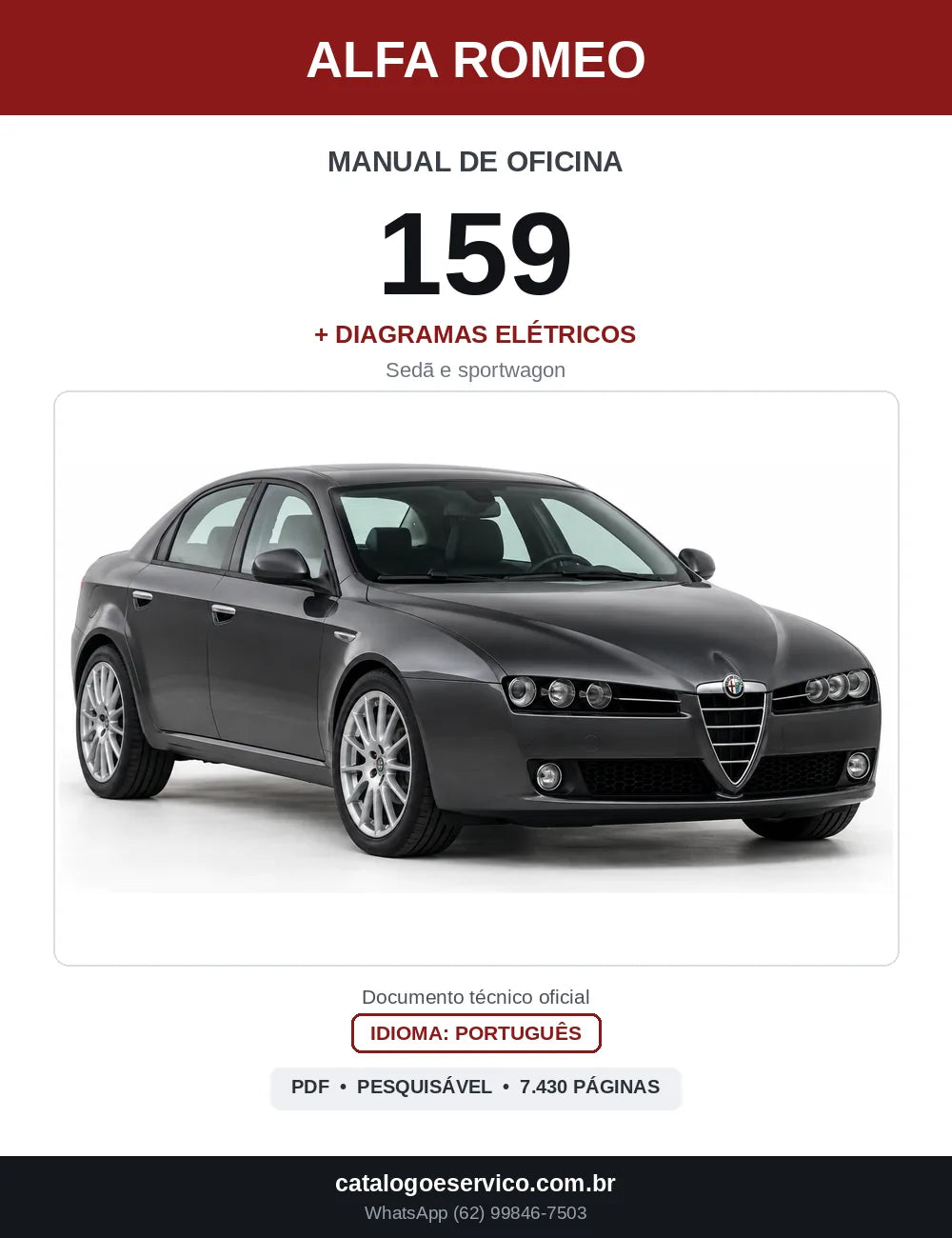 Capa do Manual de Oficina Alfa Romeo 159 em PDF