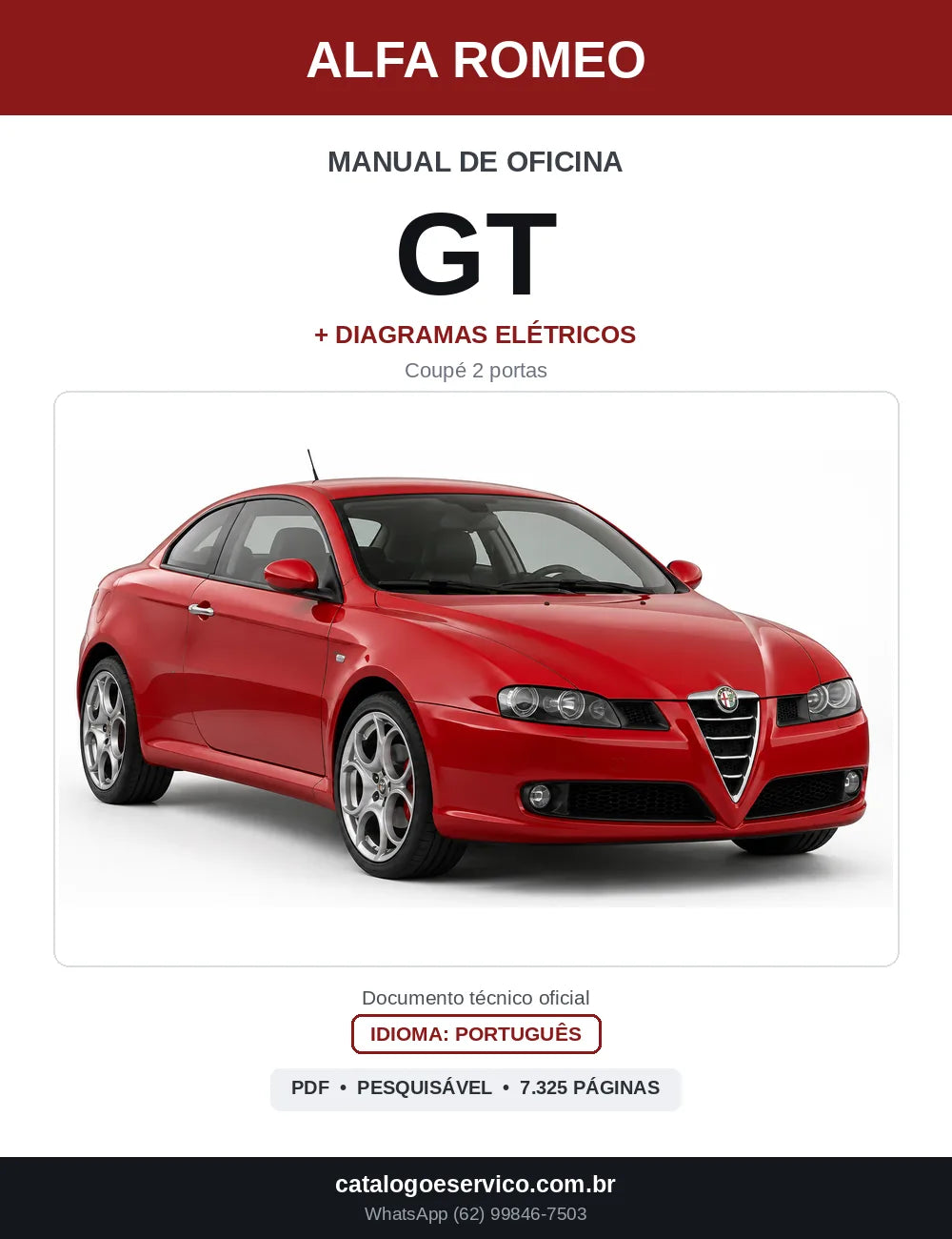 Capa do Manual de Oficina Alfa Romeo GT em PDF