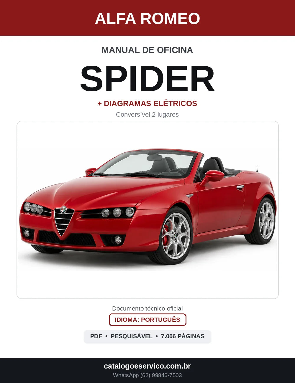 Capa do Manual de Oficina Alfa Romeo Spider em PDF