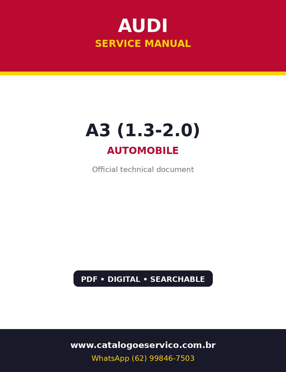 Manual de Oficina Audi A3 (1.3-2.0) — Manutenção oficial de fábrica, do jeito Ingolstadt