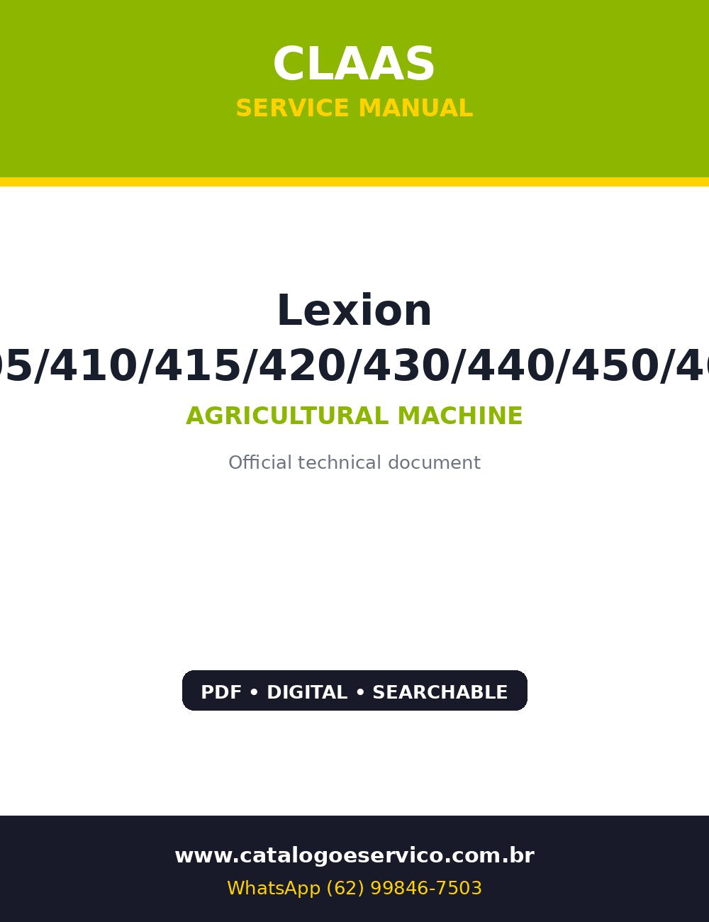 Manual de Oficina Claas Lexion 405/410/415/420/430/440/450/460 — Manual de reparo CLAAS que serve LEXION 405