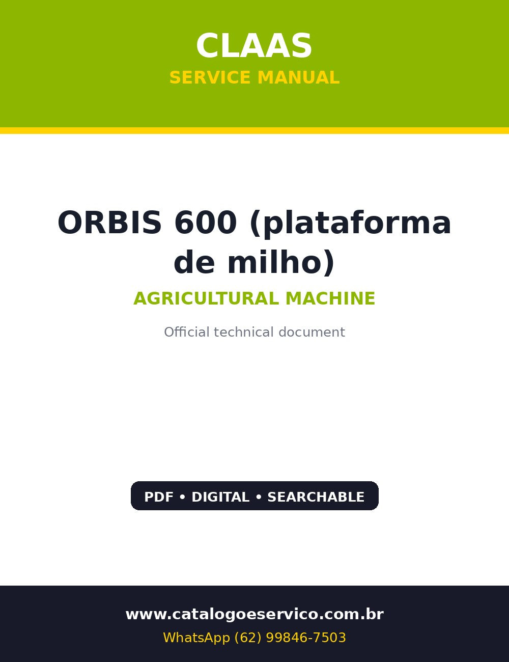 Manual de Oficina CLAAS ORBIS 600 (plataforma de milho) — Reparo completo da plataforma de milho