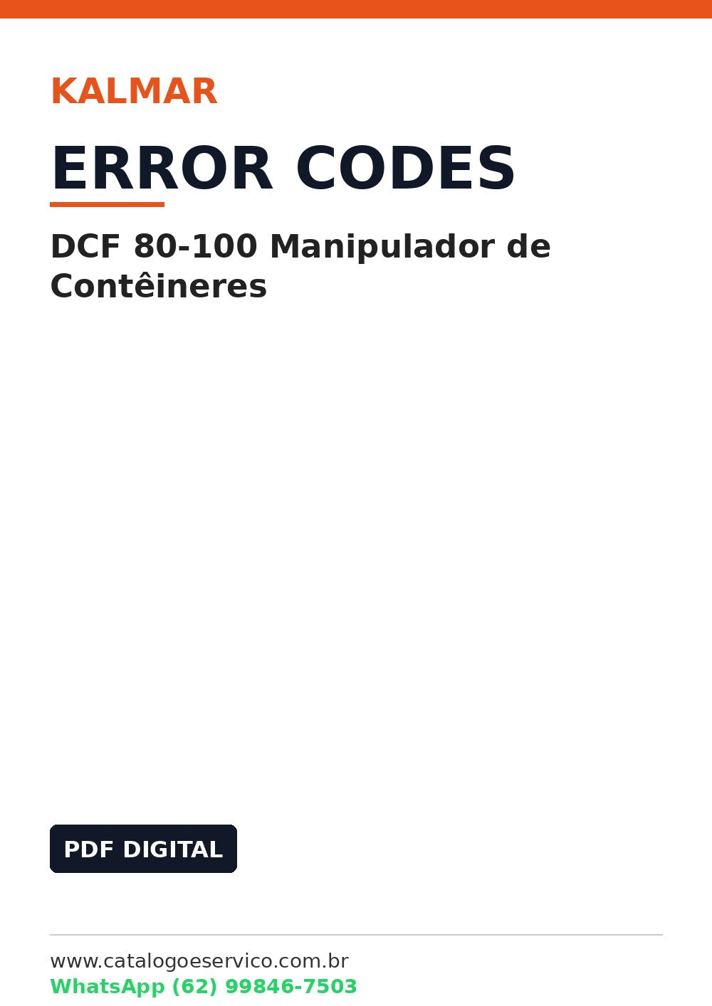 Manual de Oficina - Códigos de Erro Kalmar DCF 80-100 Manipulador de Contêineres