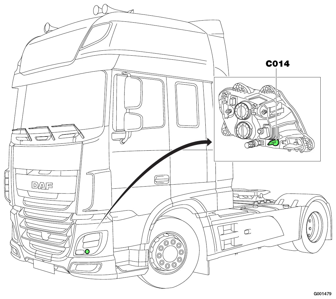 Manual de Oficina DAF XF 460 FT e CF 300 FA Euro 6 — localização de componentes no chassi DAF XF