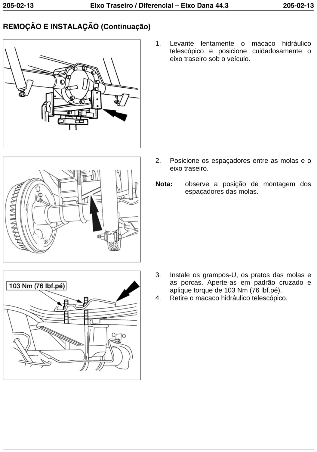 Manual de Oficina Dana 44.3 Ford Ranger Standard e Track-Lok — Seção 205-02 — página 1 do documento
