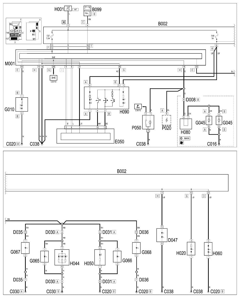 Página 86 dos diagramas elétricos Fiat Bravo — esquema do circuito