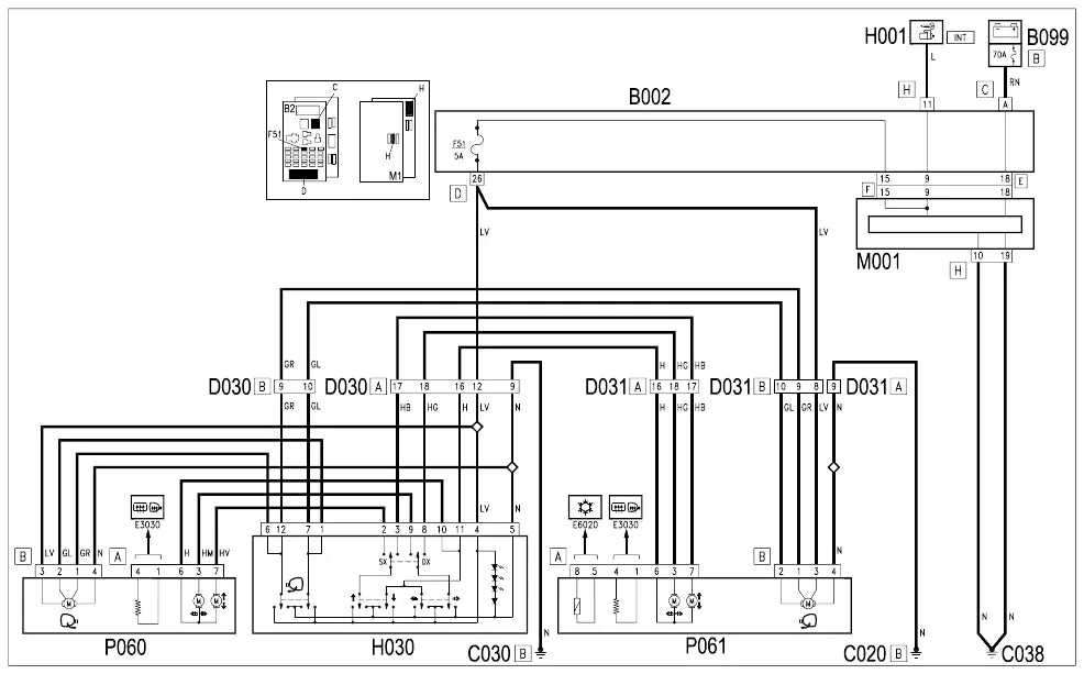 Página 121 dos diagramas elétricos Fiat Bravo — esquema do circuito