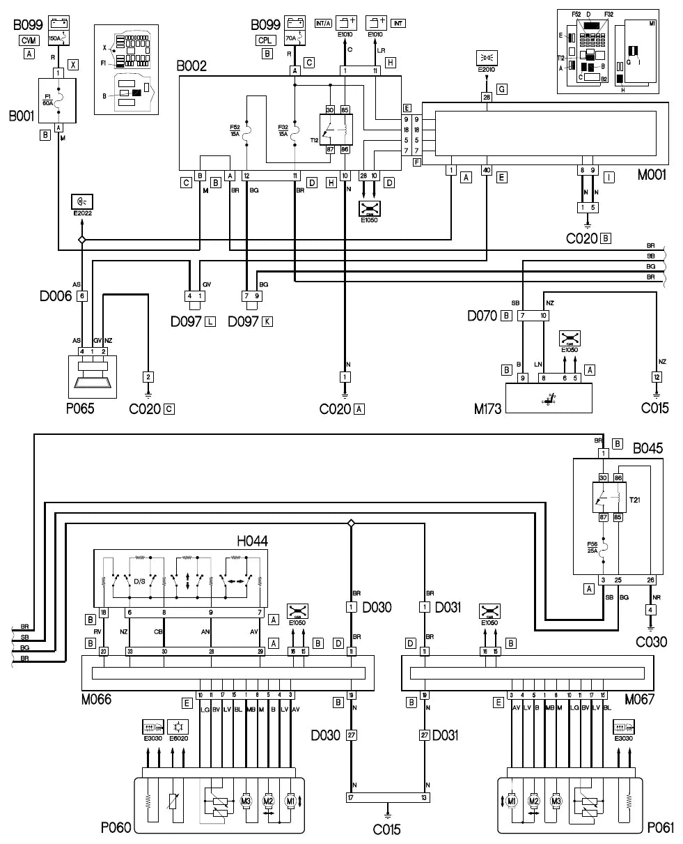 Página 210 dos diagramas elétricos Fiat Croma — esquema do circuito