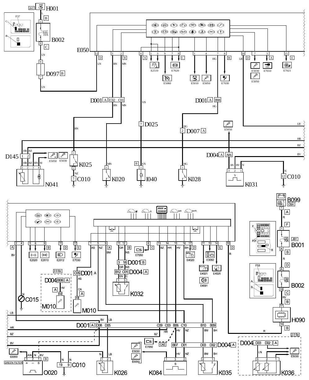 Página 170 dos diagramas elétricos Fiat Ducato — esquema do circuito