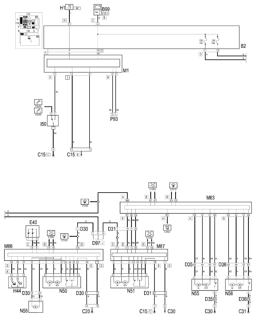 Página 254 dos diagramas elétricos Fiat Stilo — esquema do circuito