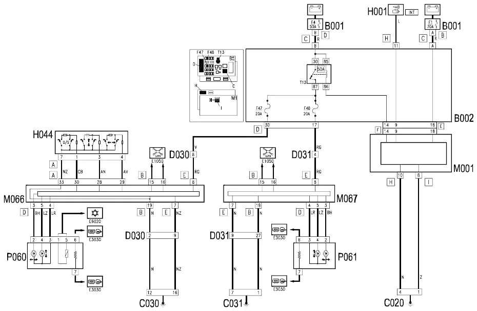Página 100 dos diagramas elétricos Lancia Musa — esquema do circuito