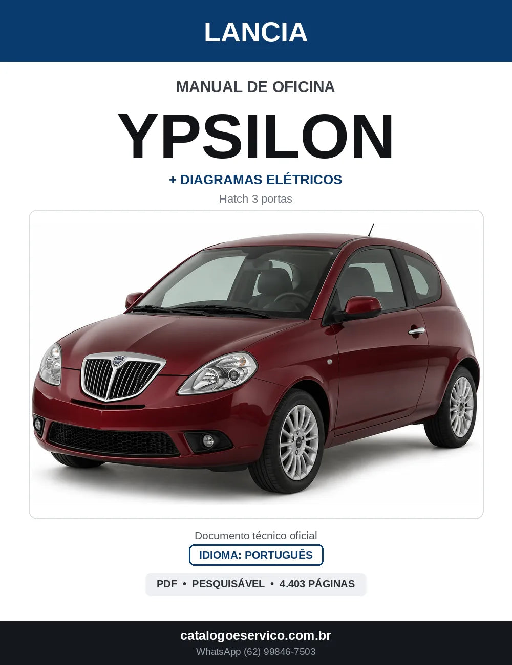 Capa do Manual de Oficina Lancia Ypsilon em PDF