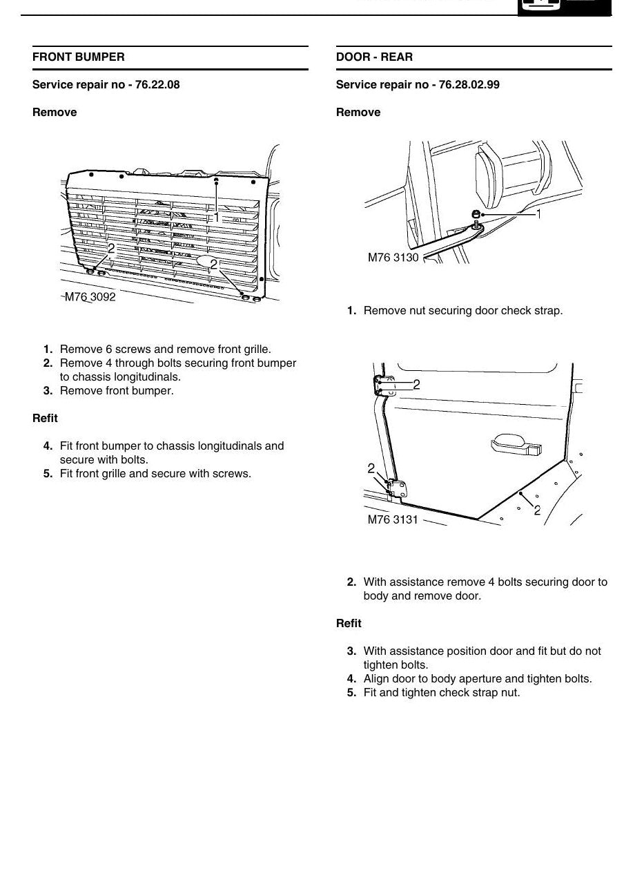 Manual de Oficina Land Rover Defender 1999 & 2002 MY — Suplemento oficial que completa o Defender 1999 e 2002 - diagrama 2