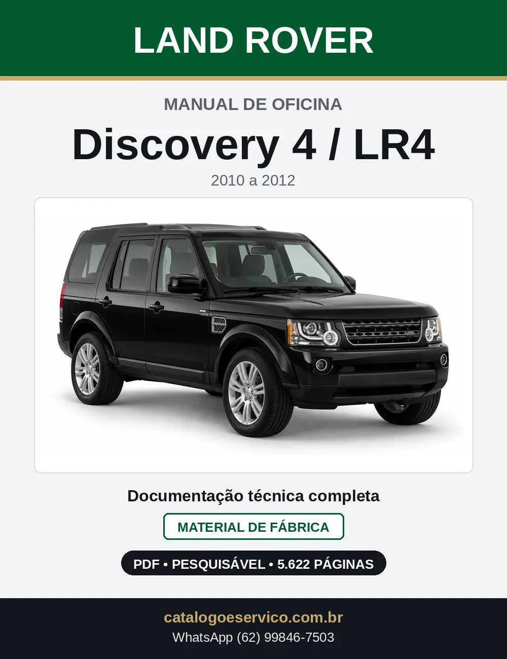 Capa do Manual de Oficina Land Rover Discovery 4 / LR4 em PDF