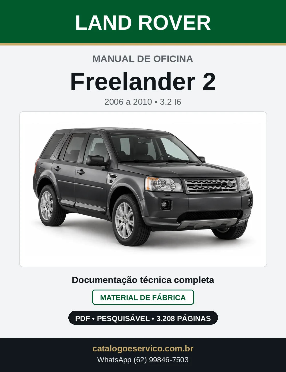 Capa do Manual de Oficina Land Rover Freelander 2 em PDF