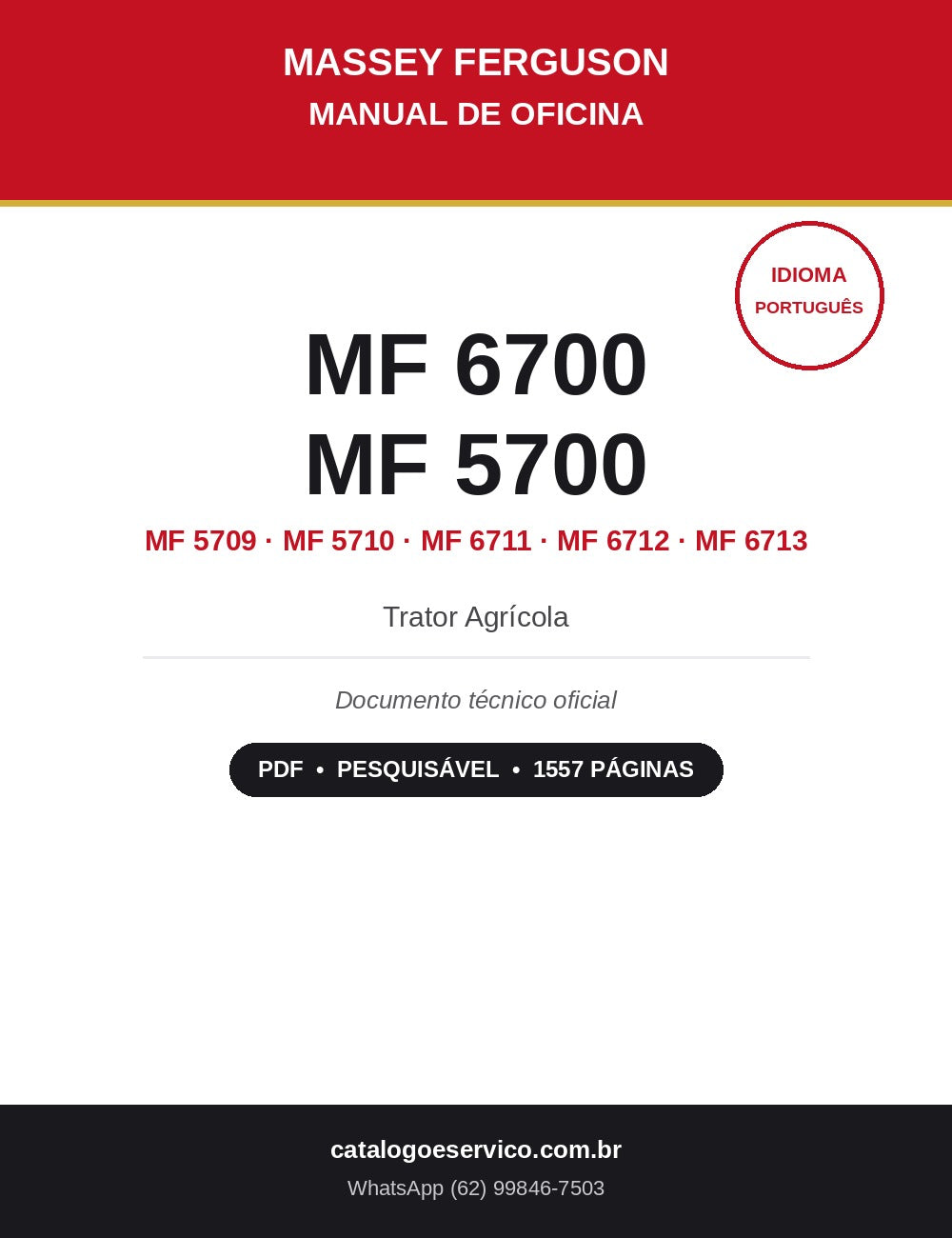 Capa - Manual de Oficina Massey Ferguson MF 6700 MF 5700